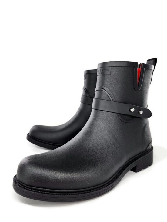 rag & bone Shoes - Rag & Bone Black Moto Rubber Waterproof Pull-On Side-Zip Short Ankle Rain Boots